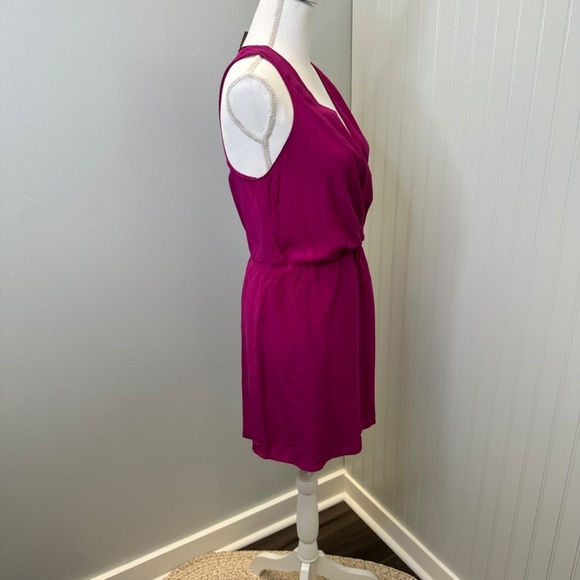Rory Beca V-neck 100% Silk fushcia dress size Medium - Picture 2 of 9